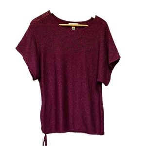 Dress Barn Magenta Knit Patterned top with runched tie at bottom